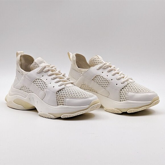 Steve Madden Wmn Arelle Fashion Sneakers  Fabric White Platform Lace up size 8.5 - Picture 1 of 9